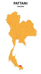 Poster - Pattani Map is highlighted on the Thailand map with detailed State and region outlines.