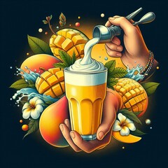 Wall Mural - 70 23. Mango lassi - Smooth and creamy, mango lassi flowing from