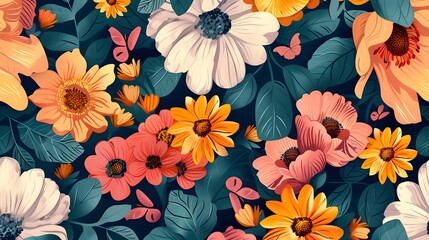 Wall Mural - Floral seamless pattern