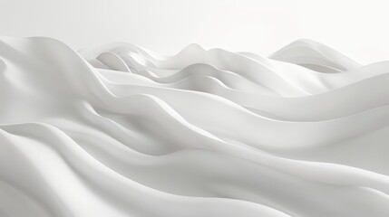 Wall Mural - Abstract white waves flow harmoniously with a clean backdrop, creating a minimalistic and serene visual experience