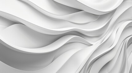 Wall Mural - Abstract white waves flow harmoniously with a clean backdrop, creating a minimalistic and serene visual experience