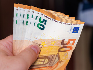 Euro Banknotes in a Person's Hand Image