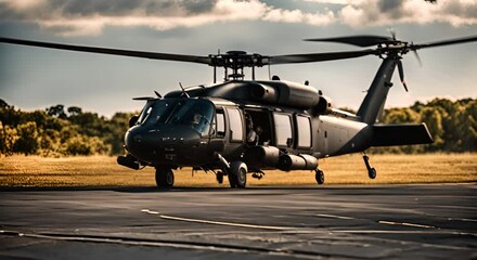 Wall Mural - Black hawk black helicopter.