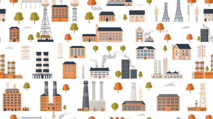 Industrial City Seamless Pattern