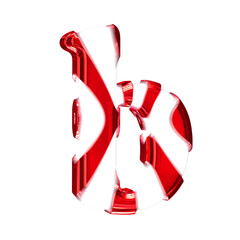 White symbol with red thick straps. letter b