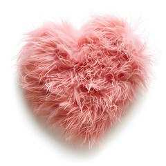 Wall Mural - Pink fluffy heart isolated on white background