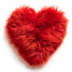 Wall Mural - Red fluffy heart isolated on white background