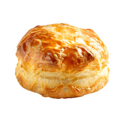 Freshly baked, flaky french croissant on a clear background