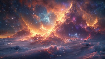 Wall Mural - An expedition to the outer edges of the universe, where the fabric of space-time bends and distorts in ways beyond comprehension. Concept of cosmic exploration. Generative Ai.