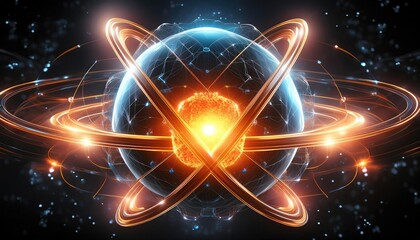 Wall Mural - Atom explosion, nuclear bomb fusion reaction  atomic bomb explosion structure background, bomb blast working structure