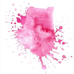 Canvas Print - Abstract pink watercolor splash blob isolated on white background
