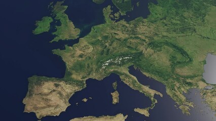 top view map of europe. europe map background. 3d animation of the map of europe. cartography of the