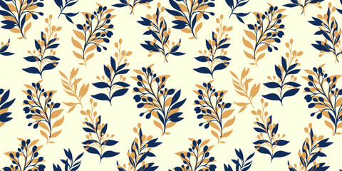 Wall Mural - Simple tropical pattern with abstract shape branches leaves. Vector hand drawing sketch. Creative unique floral stems seamless print on a light background. Design for fashion, fabric, textiles