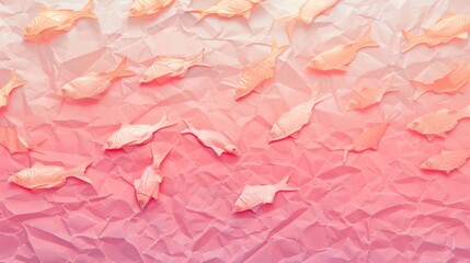 Poster - Pink salmon gradient on eco friendly paper texture surface