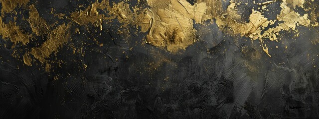 Wall Mural - A gradient of deep black and shiny gold from top