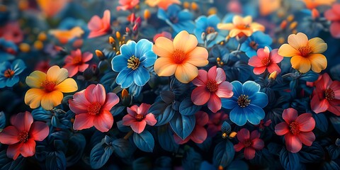 Wall Mural - Colorful flowers in the garden. Colorful floral background. Nature.