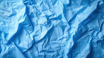 Wall Mural - Blank blue crumpled wrinkled paper background