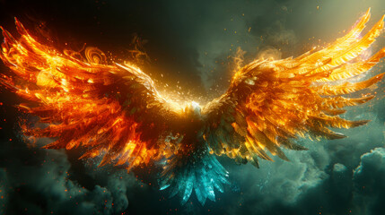 Canvas Print - Magic firebird, phoenix in flight