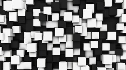 Sticker - White and black square shape abstract background pattern