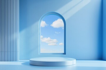Wall Mural - A blue room with a window and a blue arch
