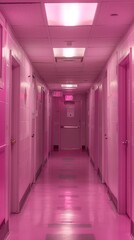 Wall Mural - A pink hallway with pink doors and pink walls