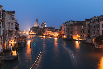 Wall Mural - Long exposure photography of Grand Canal from Ponte dell' Academia, Venice, Italy.