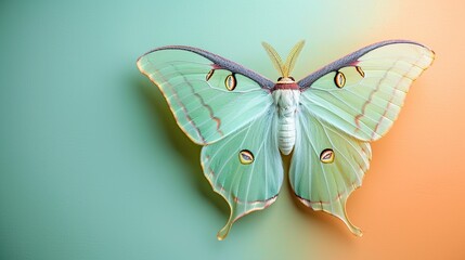 Wall Mural - Luna Moth on a Pastel Background