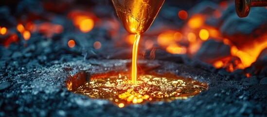 Wall Mural - Molten Gold Pouring into a Crucible