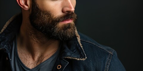 Wall Mural - A man with a beard and a blue jacket. The man has a beard that is very long and is visible on his face