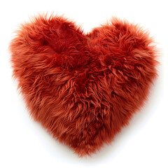 Wall Mural - Red fluffy heart isolated on white background
