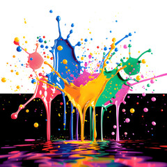 Wall Mural - Beautiful banner with bright colorful splash blots. Vector illustration