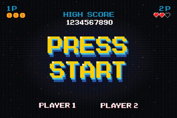 Wall Mural - press start insert a coin to continue .pixel art .8 bit game. retro game. for game assets .retro fut