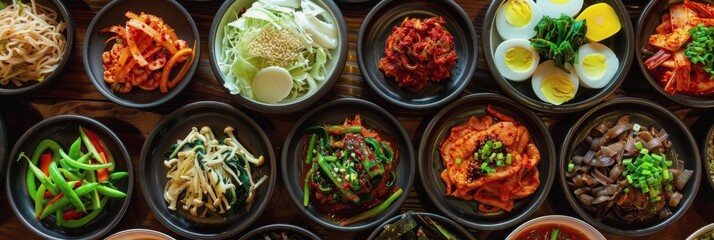 Wall Mural - Asian cuisine. South Korean food on the street. a variety of Asian cuisine