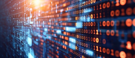 Digital data streams and code patterns, representing blockchain technology, high resolution and vibrant