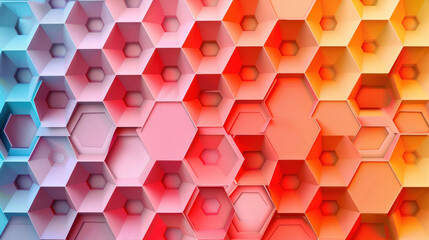 Wall Mural - Geometric pattern with colorful hexagons and gradients