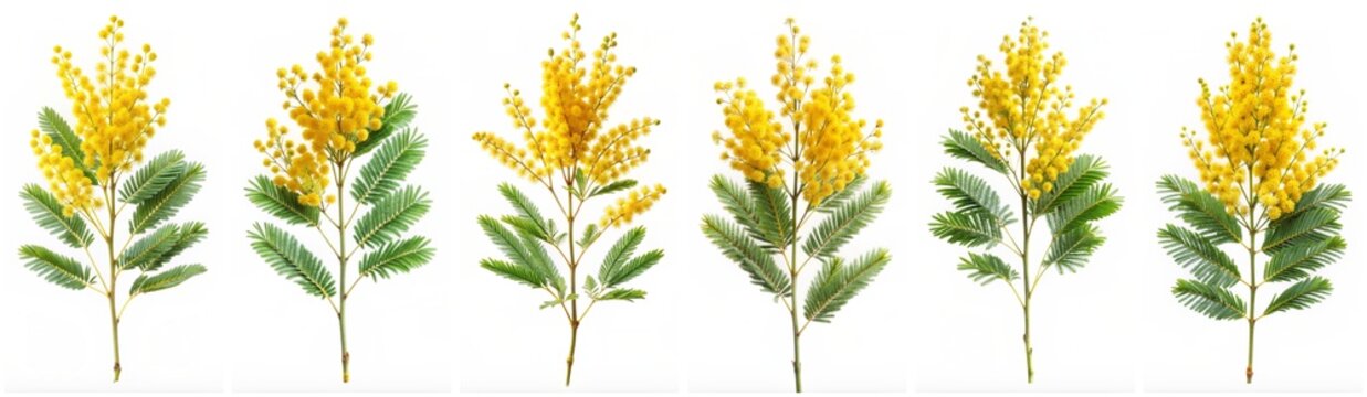 Acacia flower set isolated on a white background