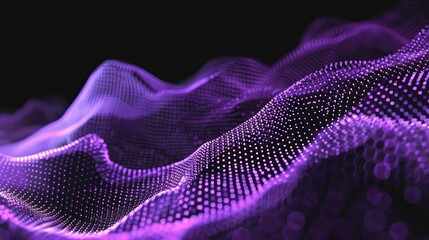 Wall Mural - Abstract waves from particles and lines of purple futuristic beautiful flying glowing magical energy with sun rays and blur effect,abstract background,Abstract digital background with dots and lines 
