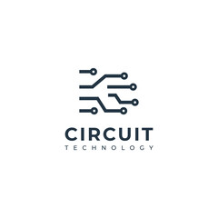 Circuit technology vector logo design.