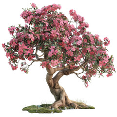 Wall Mural - A large pink tree with green leaves