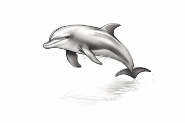 Wall Mural - a cute dolphin, pencil drawing work