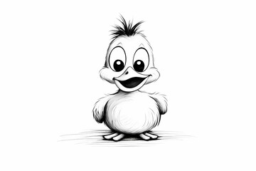 Poster - a cute duck, pencil drawing work