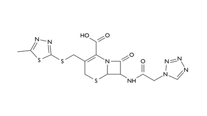 Wall Mural - cefazolin molecule, structural chemical formula, ball-and-stick model, isolated image cefazoline