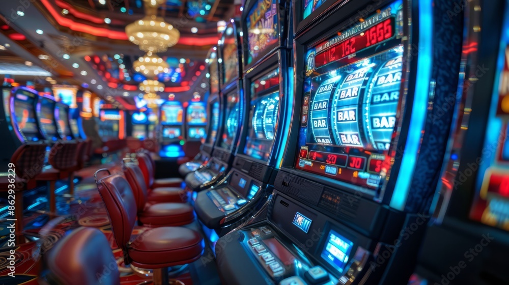 High-resolution 3D wallpaper of casino slots, capturing the excitement ...
