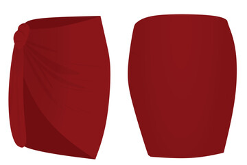 Wall Mural - Red  women short sarongs. vector