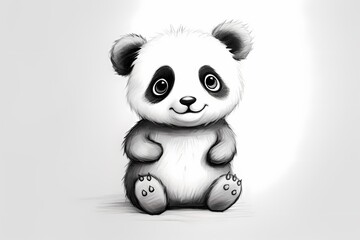 Poster - a cute panda, pencil drawing work