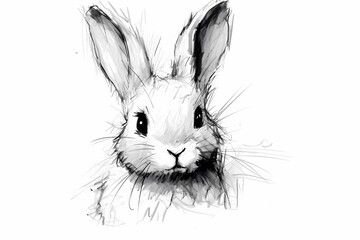 Wall Mural - a cute rabbit, pencil drawing work