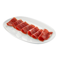 Sliced jamón ibérico on transparent background