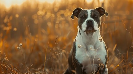 Wall Mural - adorable american staffordshire terrier posing for a cute pet portrait animal photography