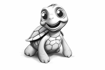 Wall Mural - a cute turtle, pencil drawing work