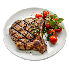 Wall Mural - Grilled pork chop with tomatoes on plate